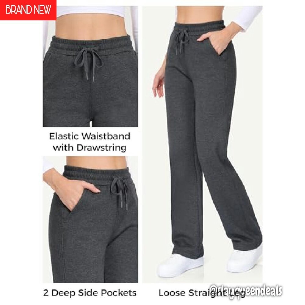 Tall Fleece Lined Sweatpants Straight Leg Thermal Lounge Pants - Picture 7 of 8